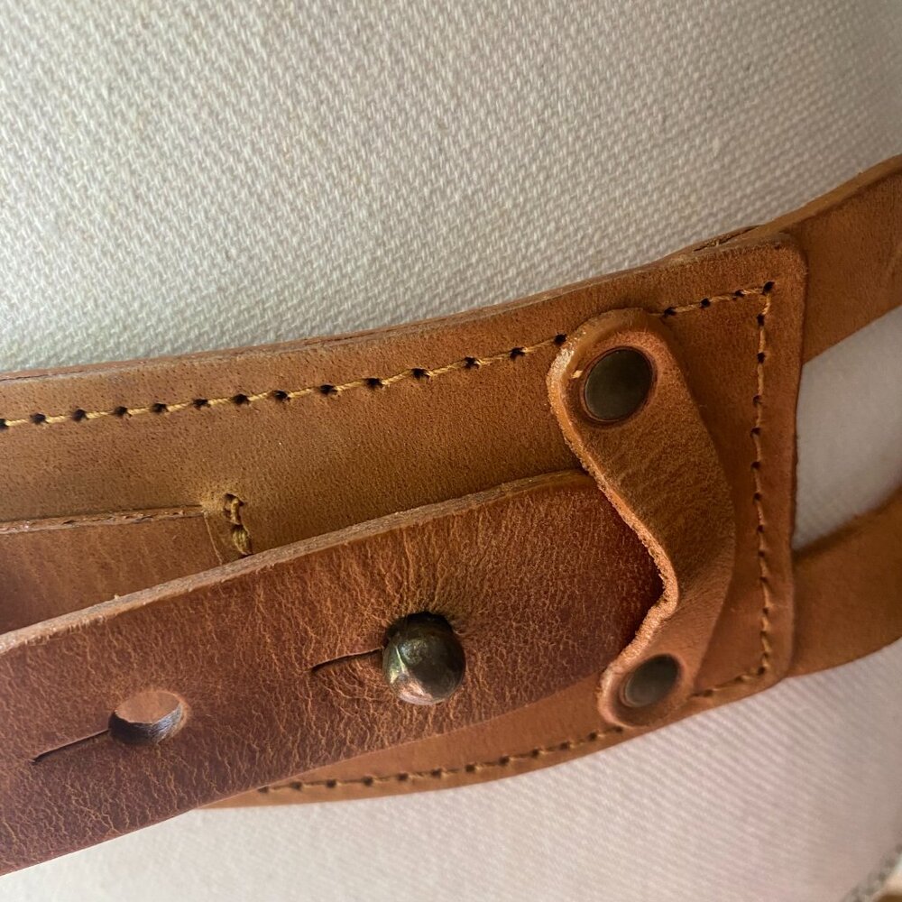 FRYE AND CO. Tan Leather Belt with Gold Buckle - Picture 11 of 11